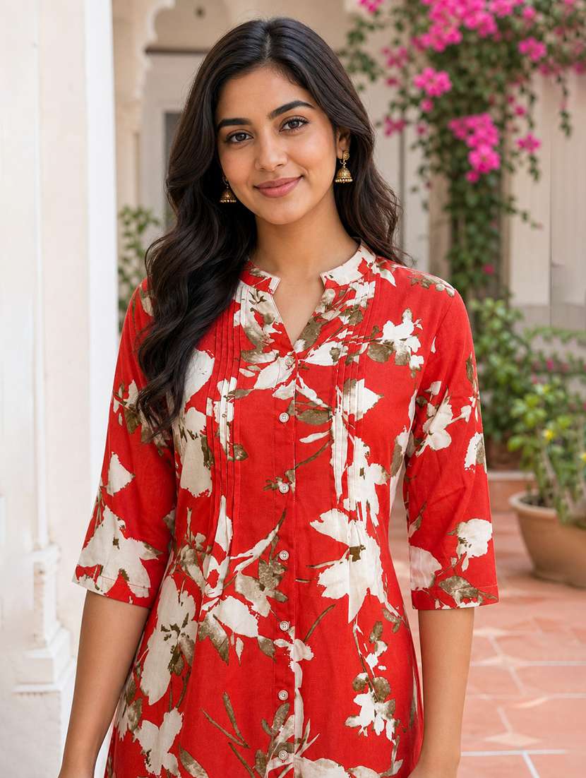 Women Printed Three Quarter Sleeves Regular Top - 22598372 -  Standard Image - 2