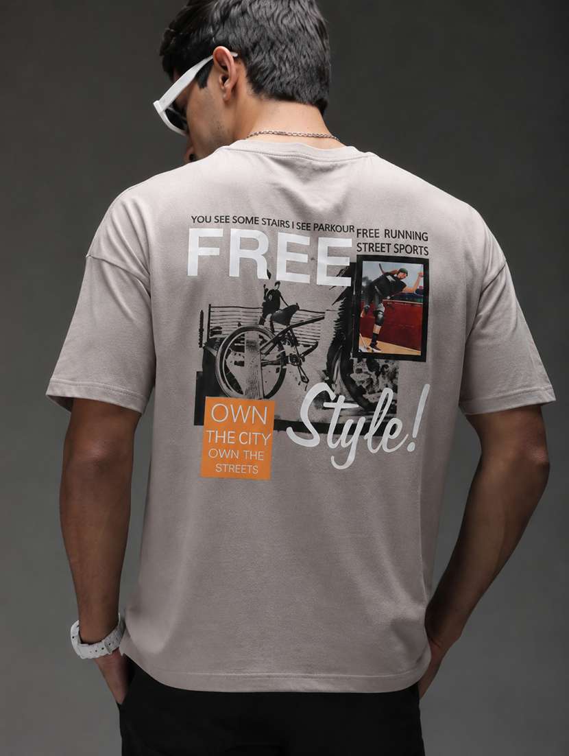 men printed short sleeves oversized t-shirt