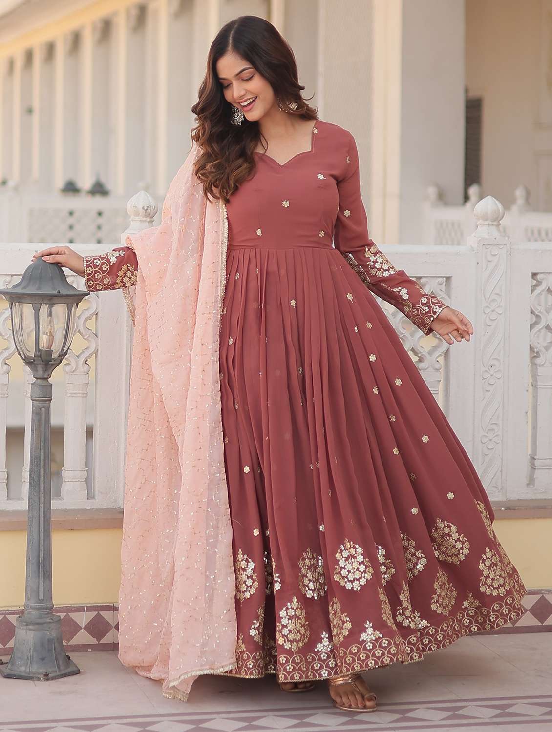 women embroidered long sleeves kurta dupatta set - 22598492 -  Standard Image - 2