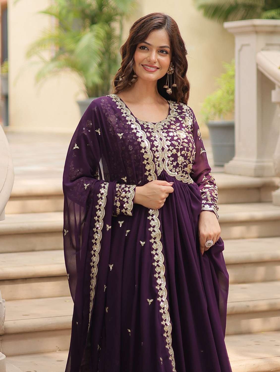 women embroidered long sleeves kurta dupatta set - 22598494 -  Standard Image - 2