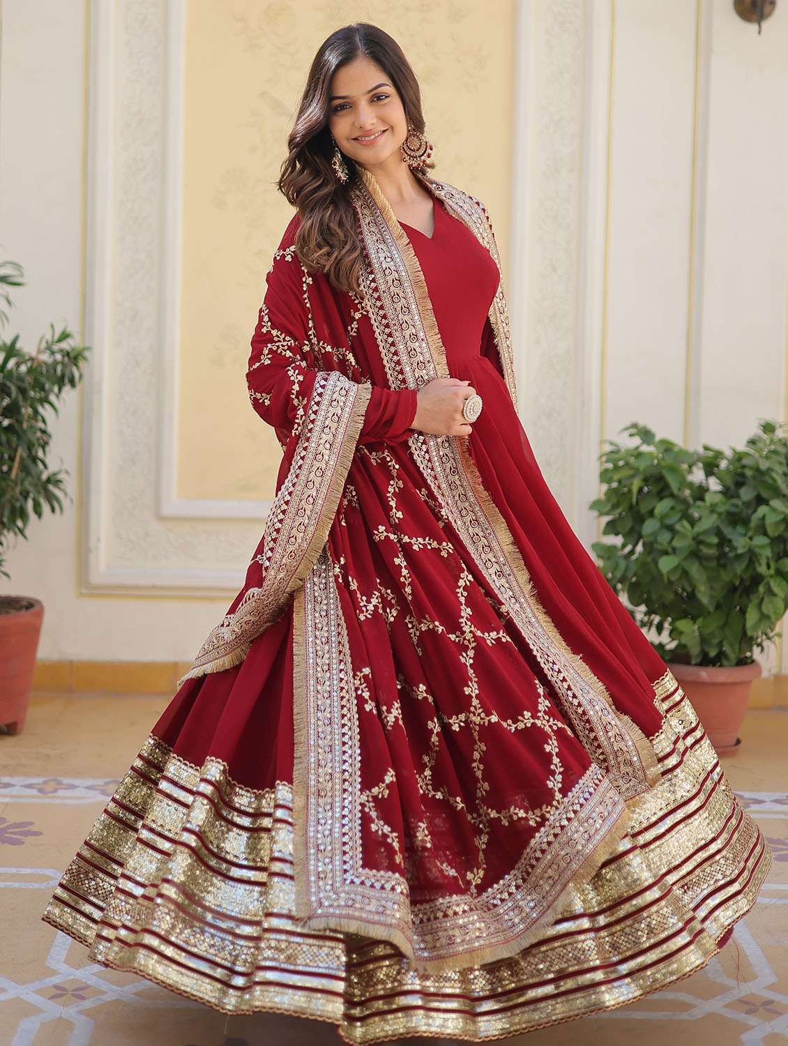 women embroidered long sleeves kurta dupatta set - 22598495 -  Standard Image - 2