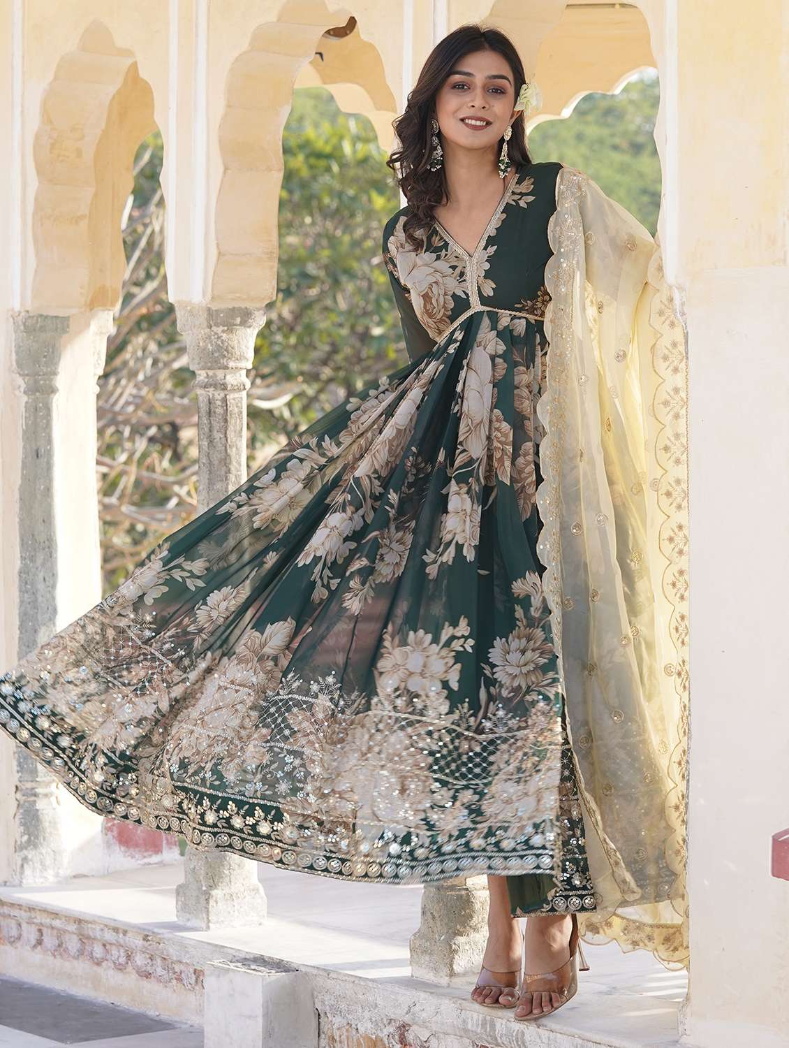 women printed long sleeves kurta dupatta set - 22598496 -  Standard Image - 2