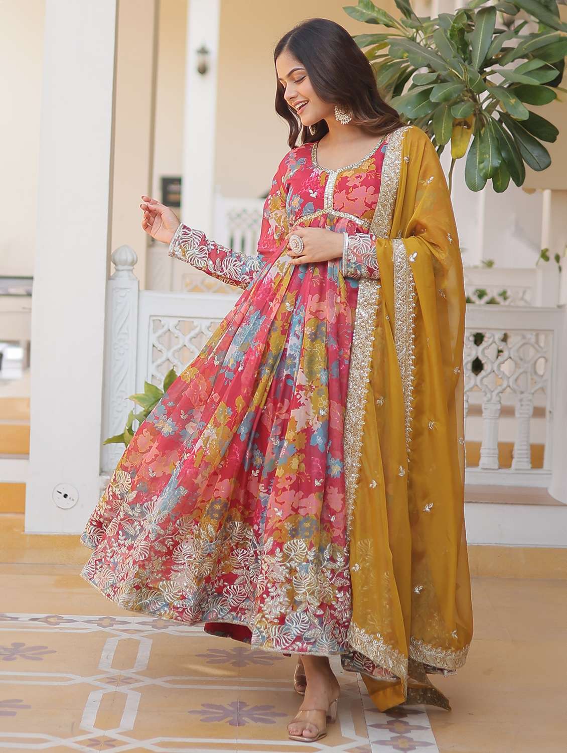women printed long sleeves kurta dupatta set - 22598497 -  Standard Image - 2