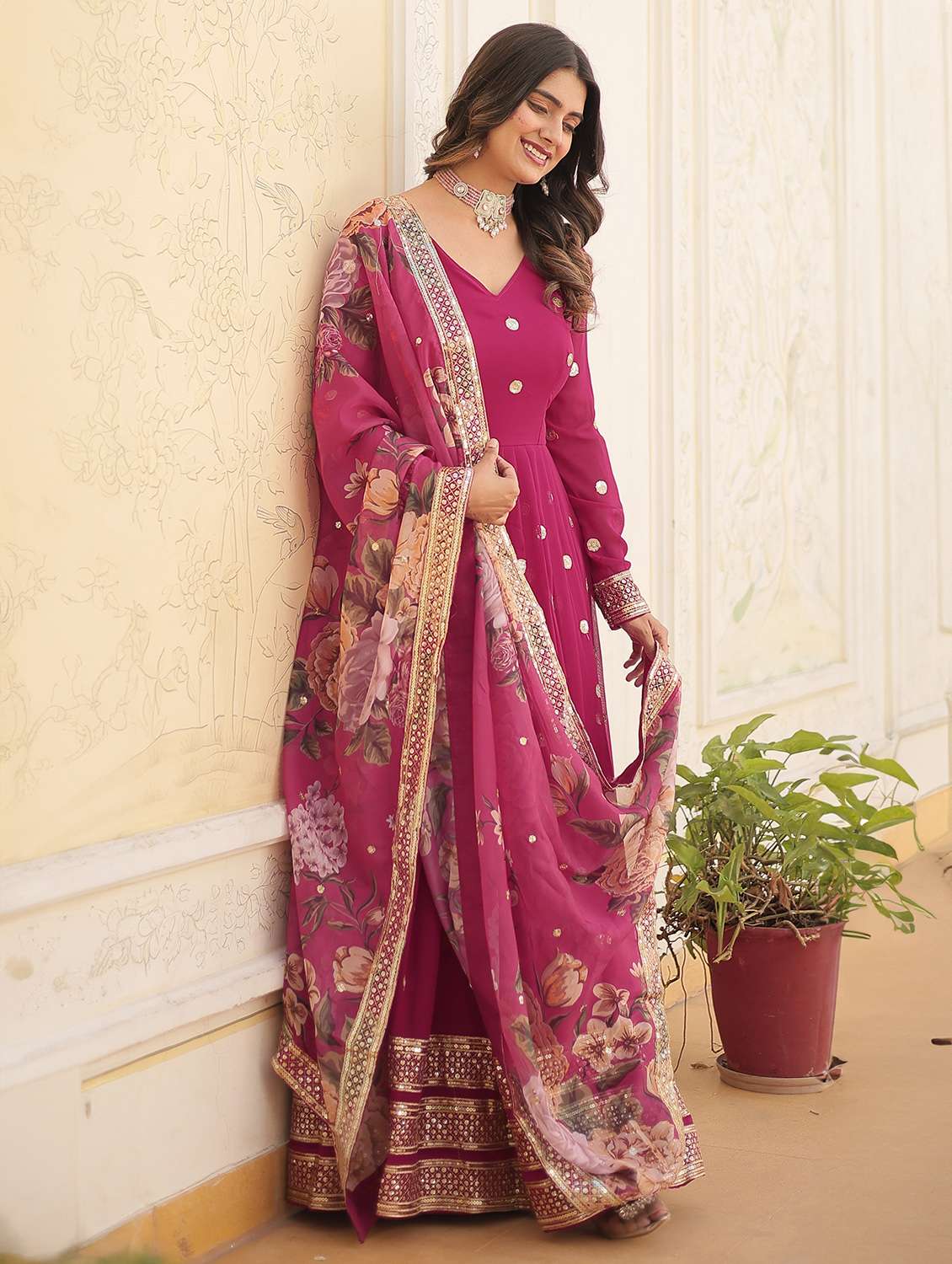 women embroidered long sleeves kurta dupatta set - 22598498 -  Standard Image - 2