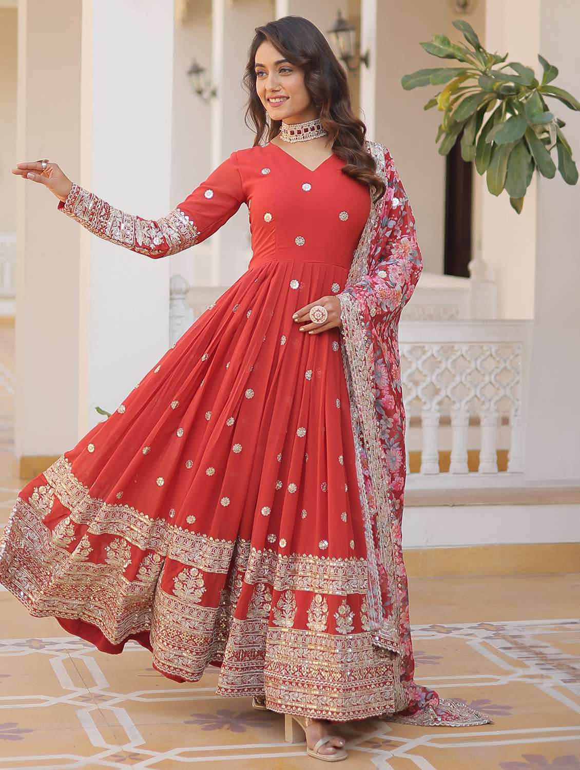 women embroidered long sleeves kurta dupatta set - 22598508 -  Standard Image - 2