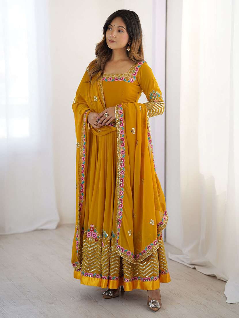 women embroidered long sleeves kurta dupatta set - 22598553 -  Standard Image - 2
