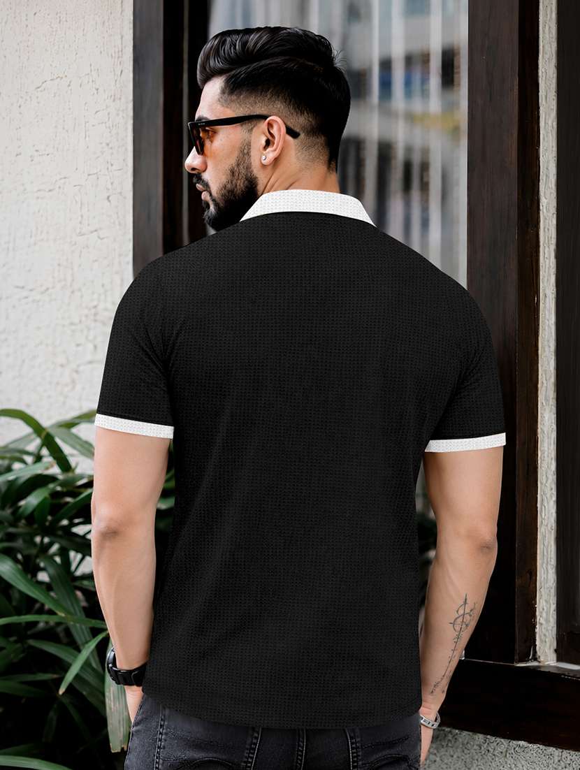 Men Textured Short Sleeve Regular Fit Polo T-shirt - 22599160 -  Standard Image - 2