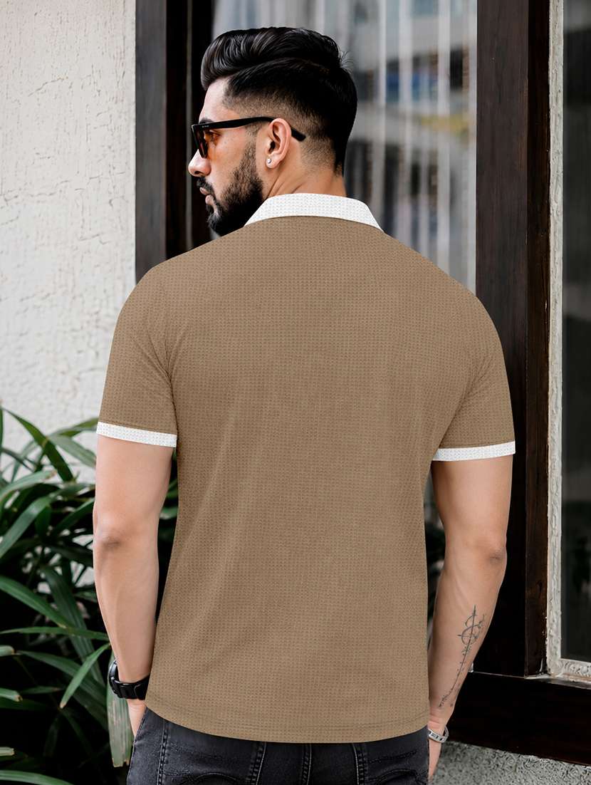 Men Textured Short Sleeve Regular Fit Polo T-shirt - 22599161 -  Standard Image - 2