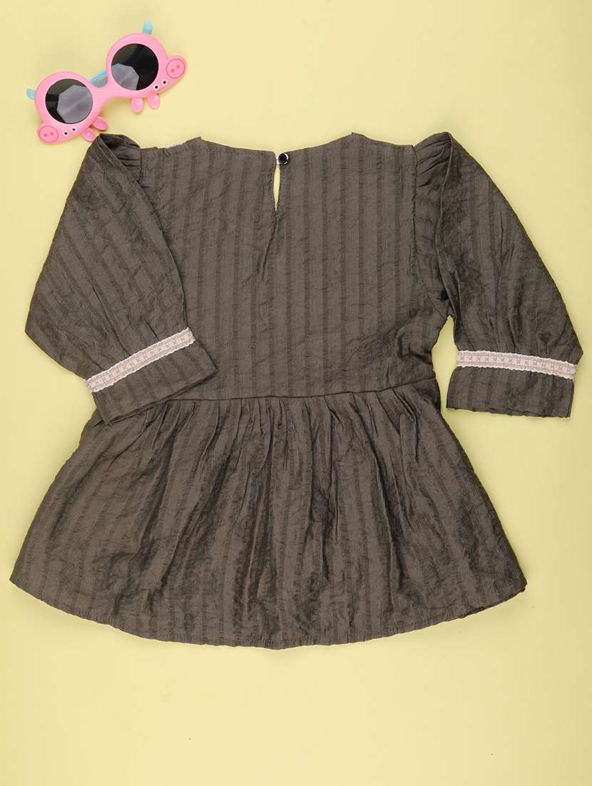Girls Self Design Three Quarter Sleeves A-line Top - 22600115 -  Standard Image - 2