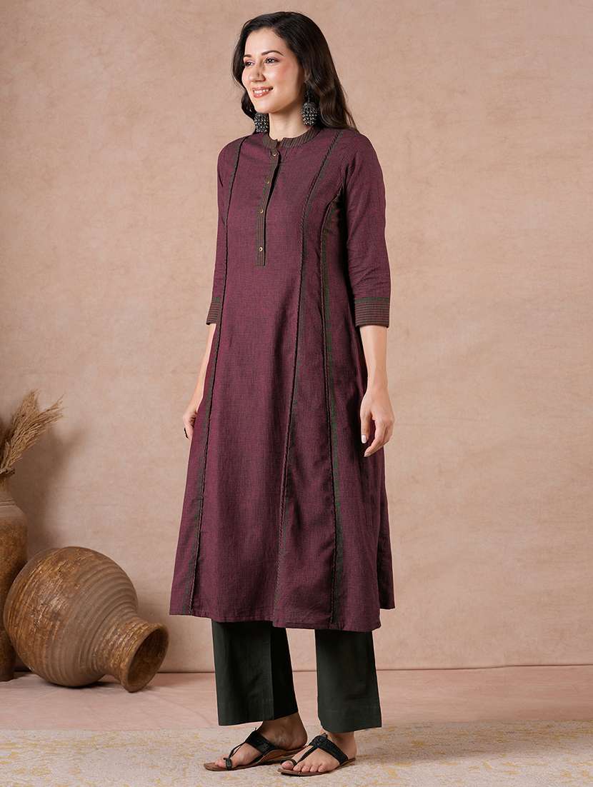 women printed three quarters leeves a-line kurta - 22601139 -  Standard Image - 2