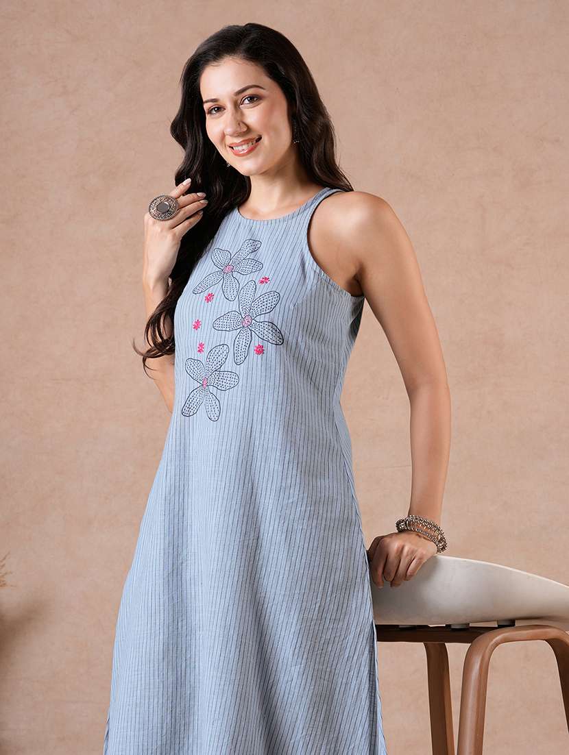 Women Printed Sleeveless Straight Kurta - 22601143 -  Standard Image - 2