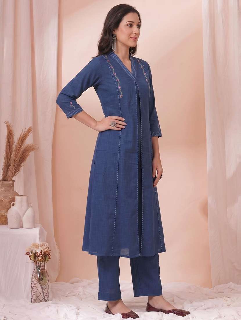 women self design three quarter sleeves a-line kurta - 22601152 -  Standard Image - 2