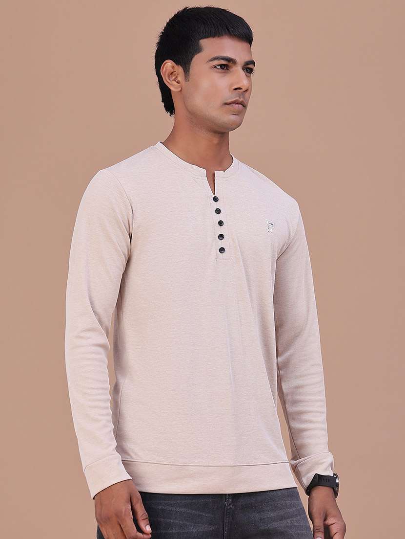 Men Solid Long Sleeves Slim Fit T-shirt - 22601313 -  Standard Image - 2