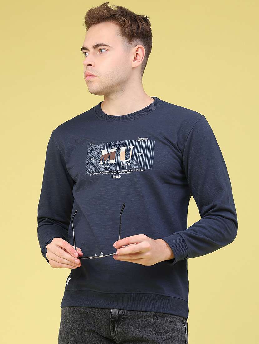 men printed long sleeve regular fit sweatshirt