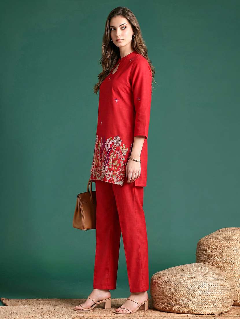 women embroidered three quarter sleeves ethnic co-ord set - 22601984 -  Standard Image - 2