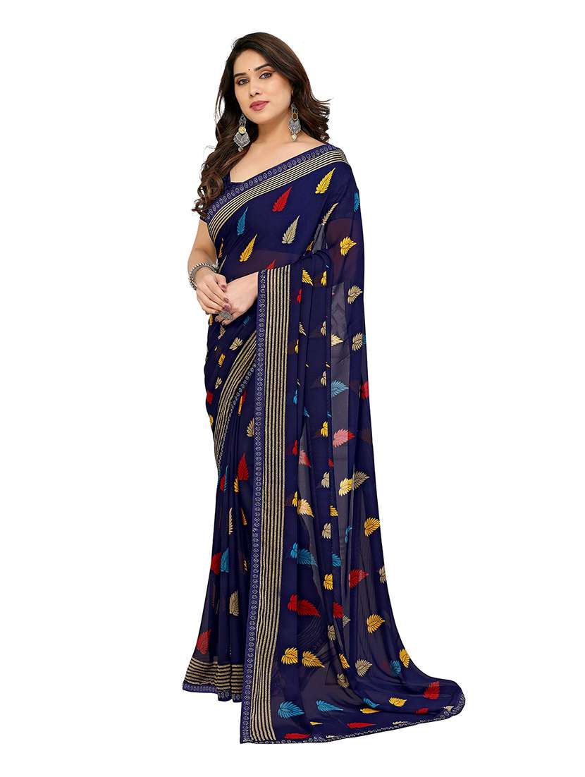 Women Pack Of 2 Printed Combo Saree With Blouse - 22602090 -  Standard Image - 2