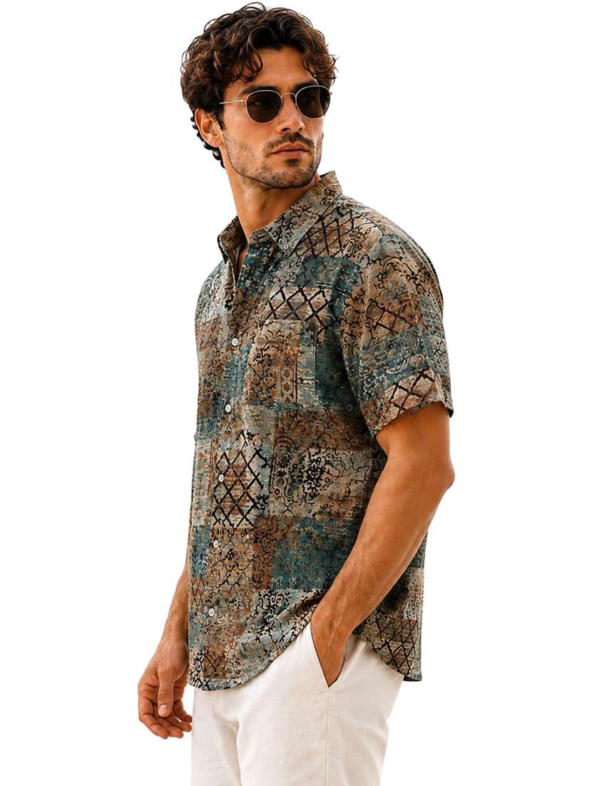 Men Printed Short Sleeve Regular Fit Casual Shirt - 22602444 -  Standard Image - 2
