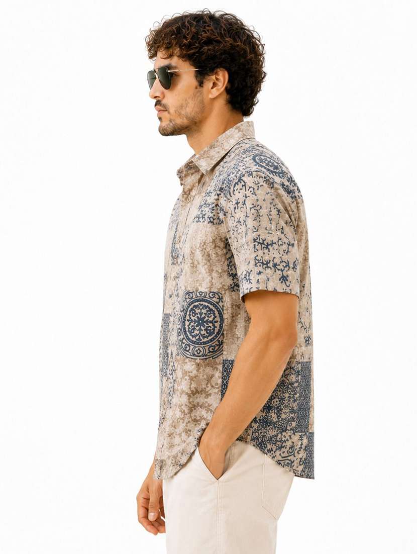 Men Printed Short Sleeve Regular Fit Casual Shirt - 22602465 -  Standard Image - 2