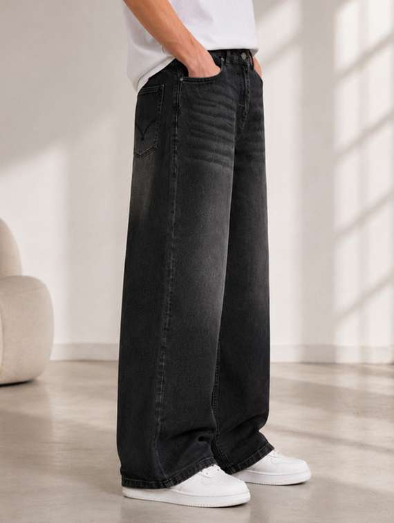 men washed mid rise full length baggy jeans - 22602516 -  Standard Image - 2