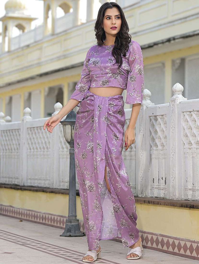 women printed three quarter sleeves fusion set - 22603004 -  Standard Image - 2