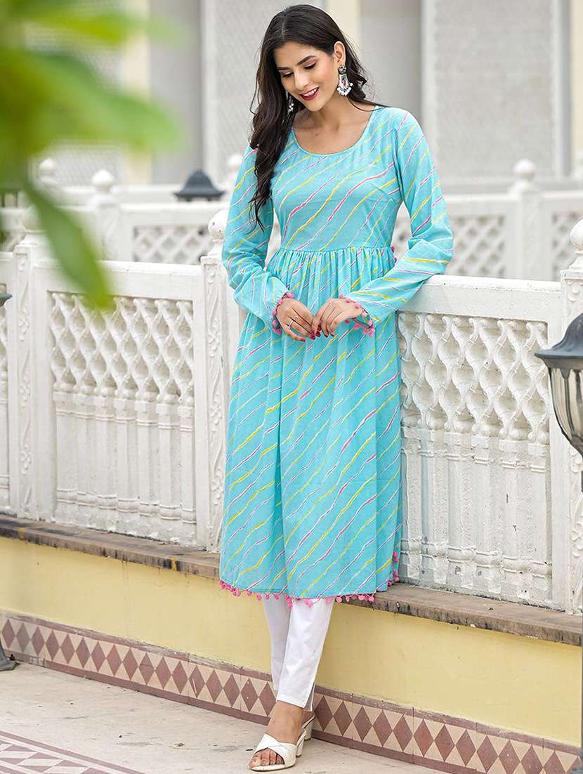 women printed long sleeves anarkali kurta - 22603046 -  Standard Image - 2
