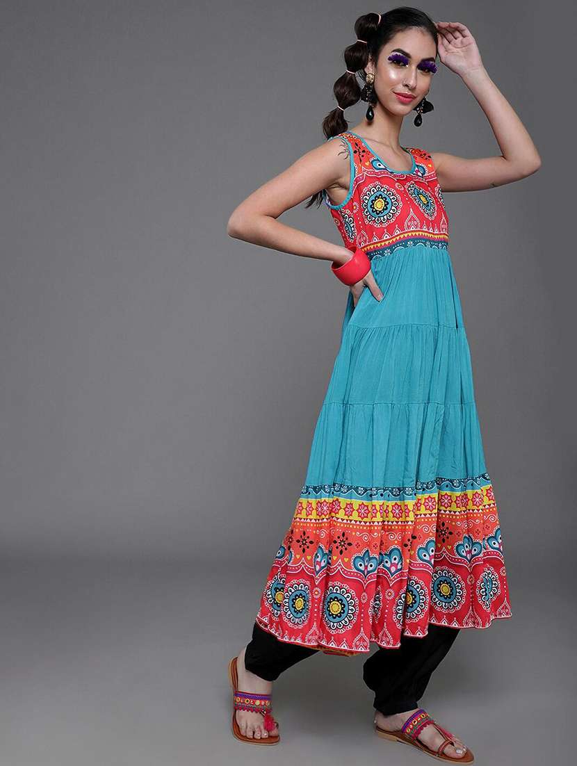 women printed sleeveless anarkali kurta - 22603066 -  Standard Image - 2