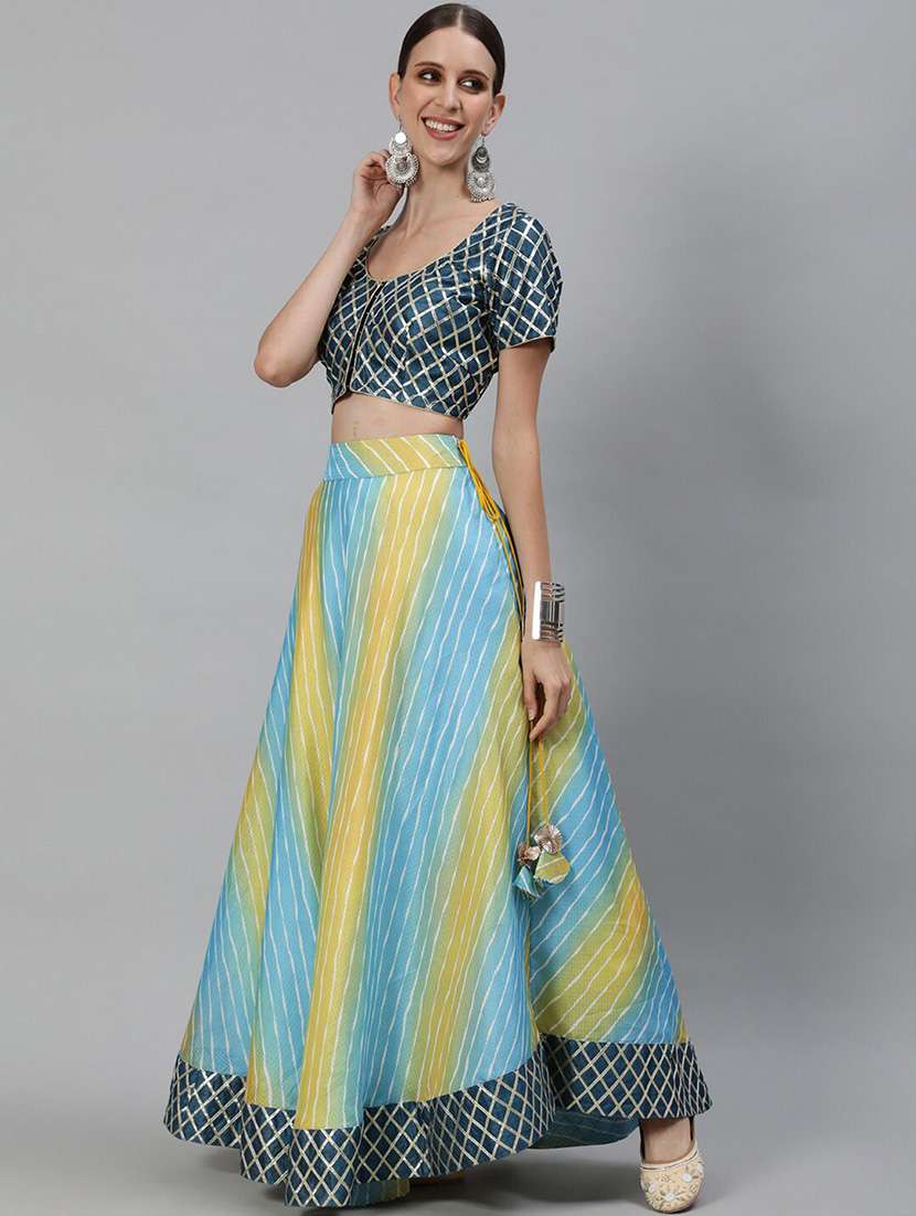 women printed short sleeves lehenga choli set - 22603122 -  Standard Image - 2