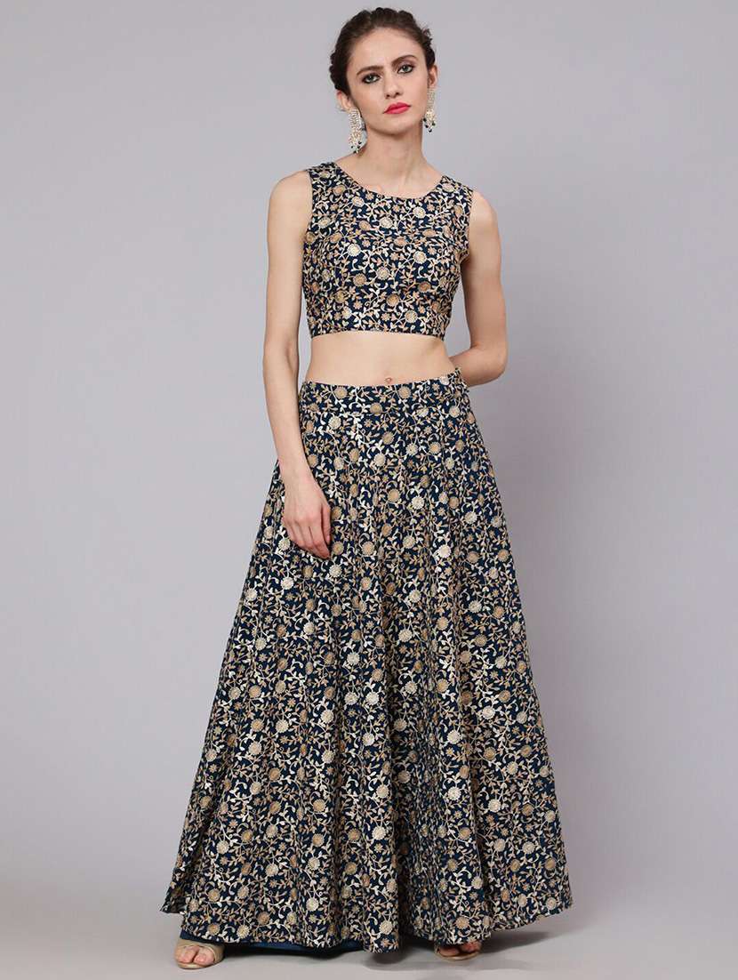 Women Embroidered Sleeveless Top And Skirt Set With Detachable Sleeves - 22603123 -  Standard Image - 2