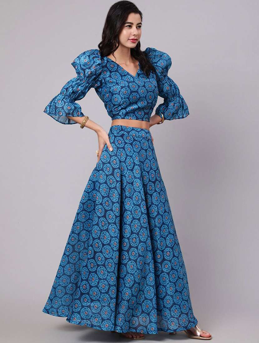 Women Printed Bell Sleeves Lehenga Choli Set - 22603125 -  Standard Image - 2