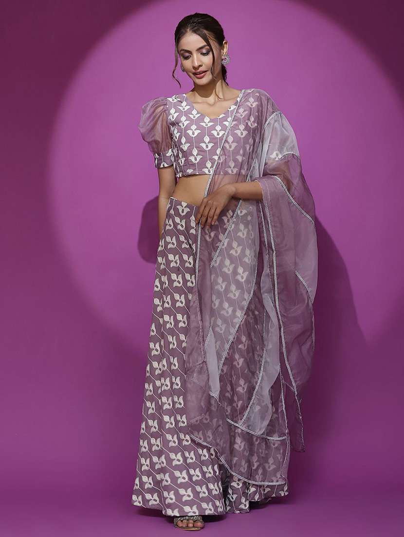women embroidered puff sleeves lehenga choli set - 22603134 -  Standard Image - 2