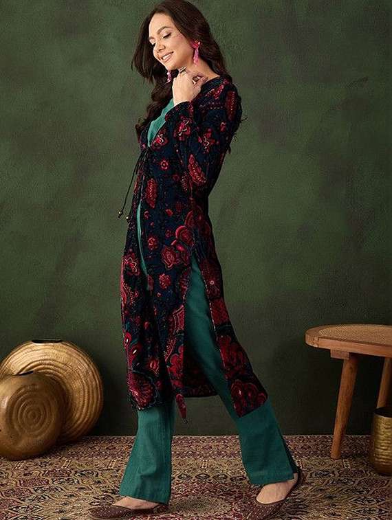 Women Printed Long Sleeves Fusion Set - 22603570 -  Standard Image - 2