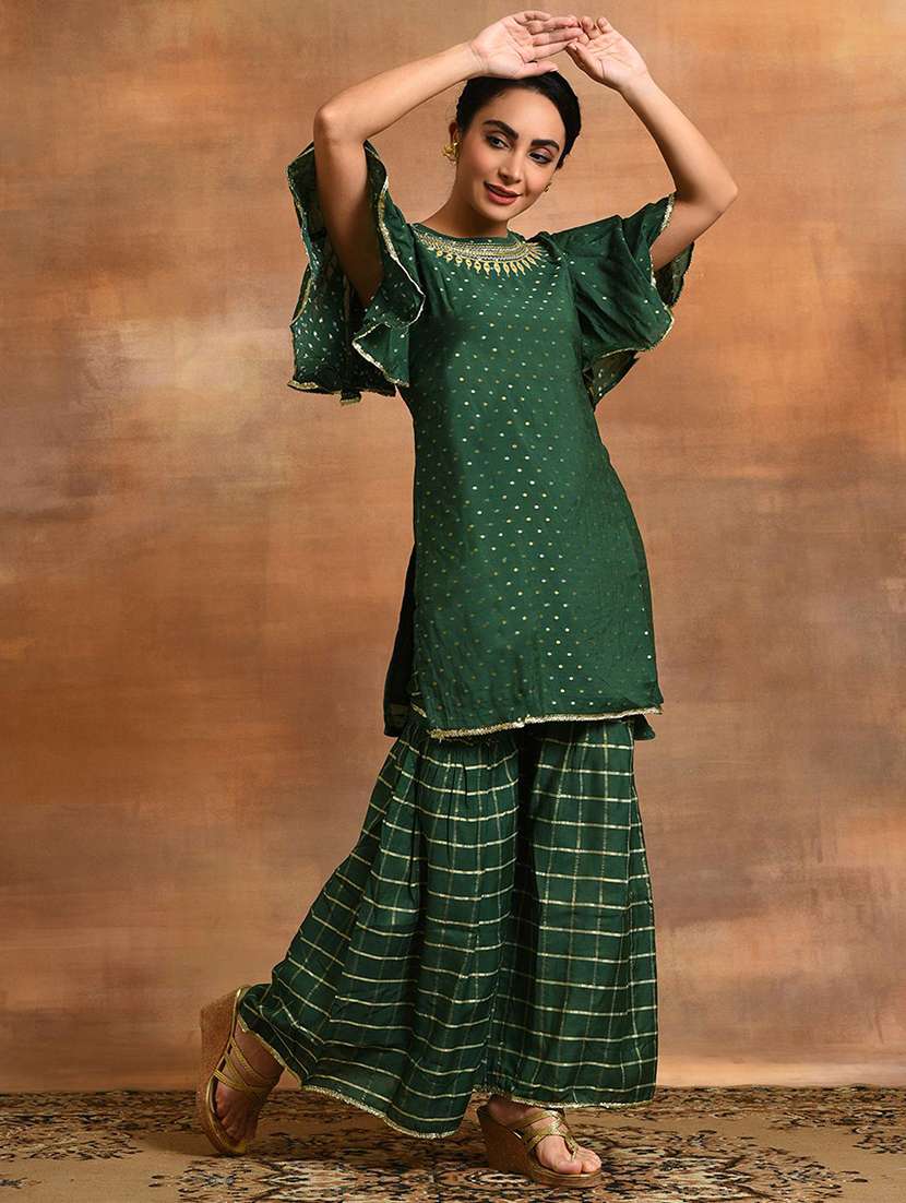 Women Printed Flared Sleeves Kurta Sharara Set - 22603584 -  Standard Image - 2
