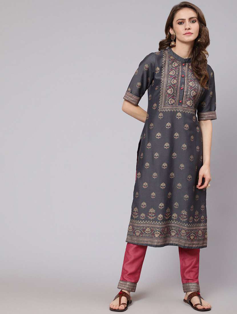 Women Printed Short Sleeves Kurta Pant Set - 22603589 -  Standard Image - 2