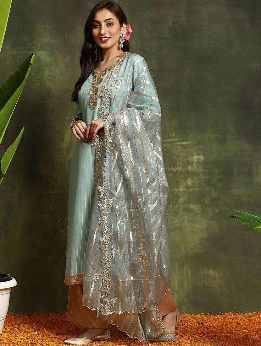 women printed long sleeves kurta pant set with dupatta - 22603618 -  Standard Image - 2