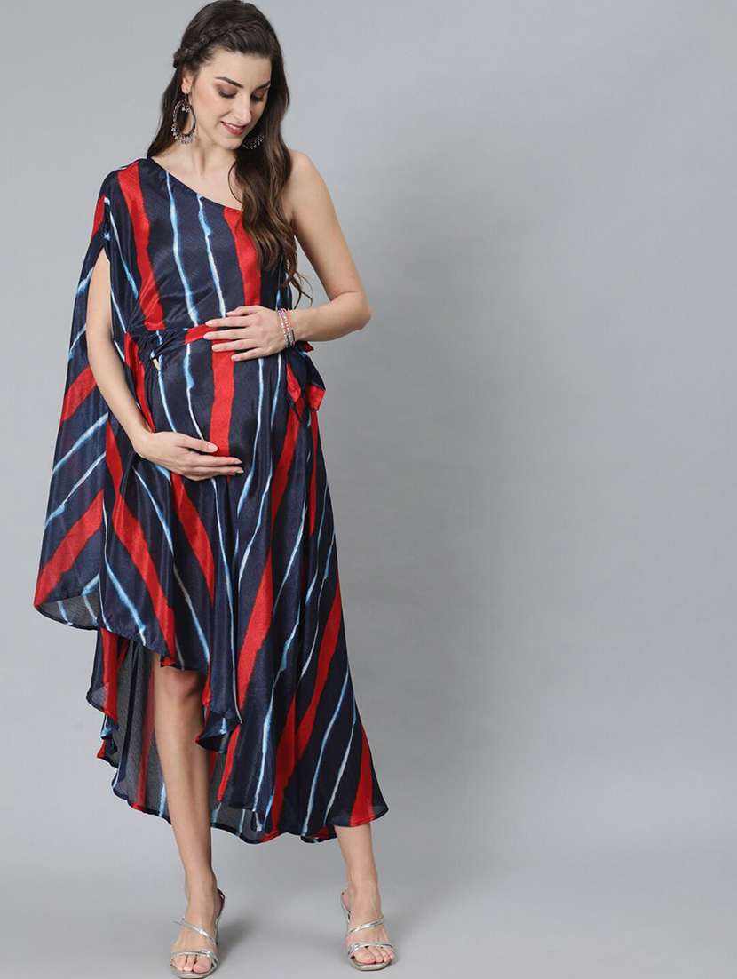 Women Printed One Shoulder Maternity Dress - 22603662 -  Standard Image - 2