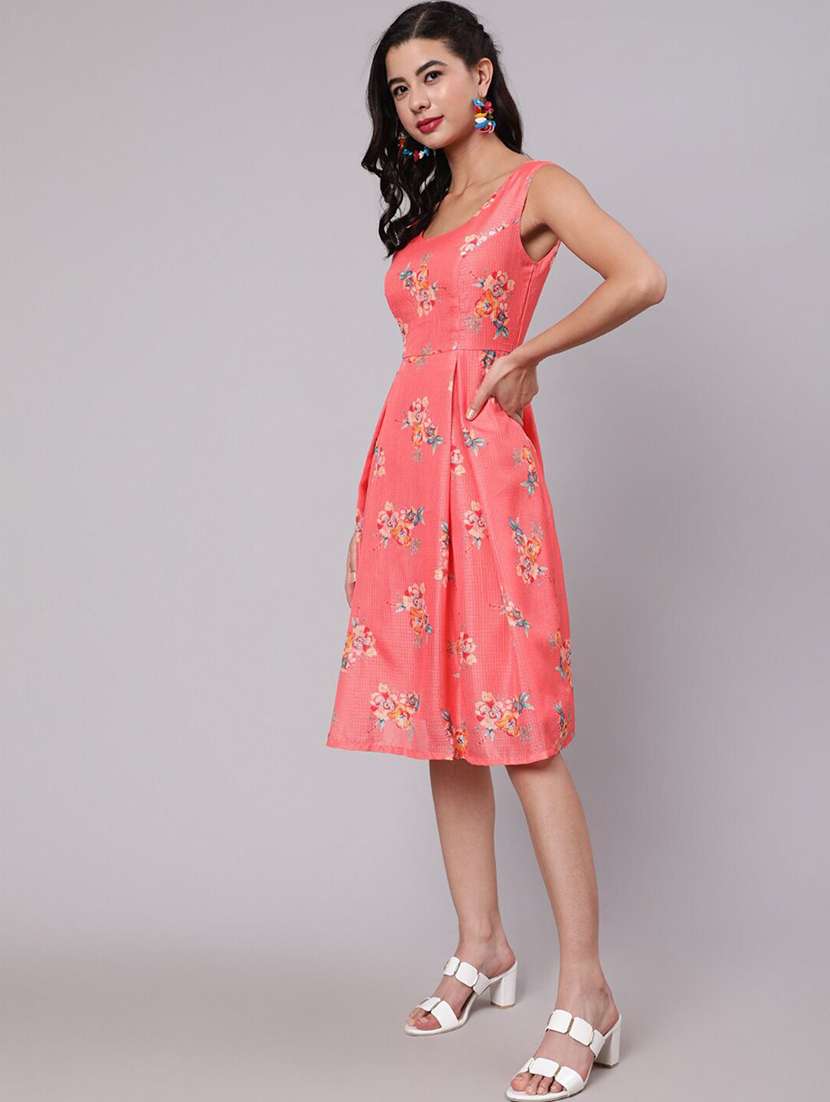 women floral printed sleeveless a-line dress - 22603663 -  Standard Image - 2