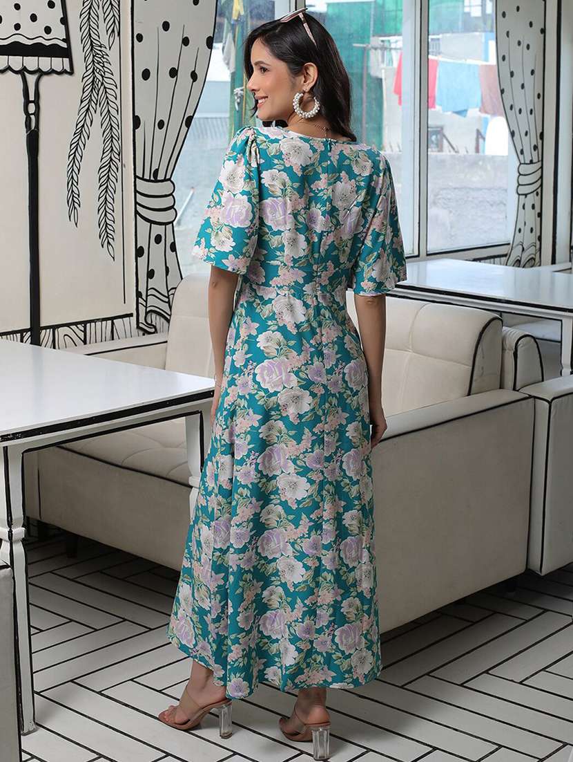 women printed short sleeves a-line dress - 22603669 -  Standard Image - 2