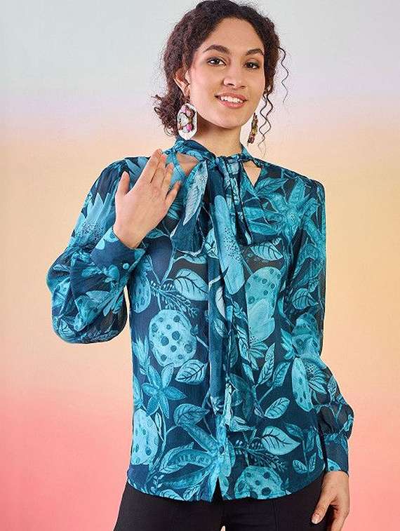 women printed long sleeves regular top