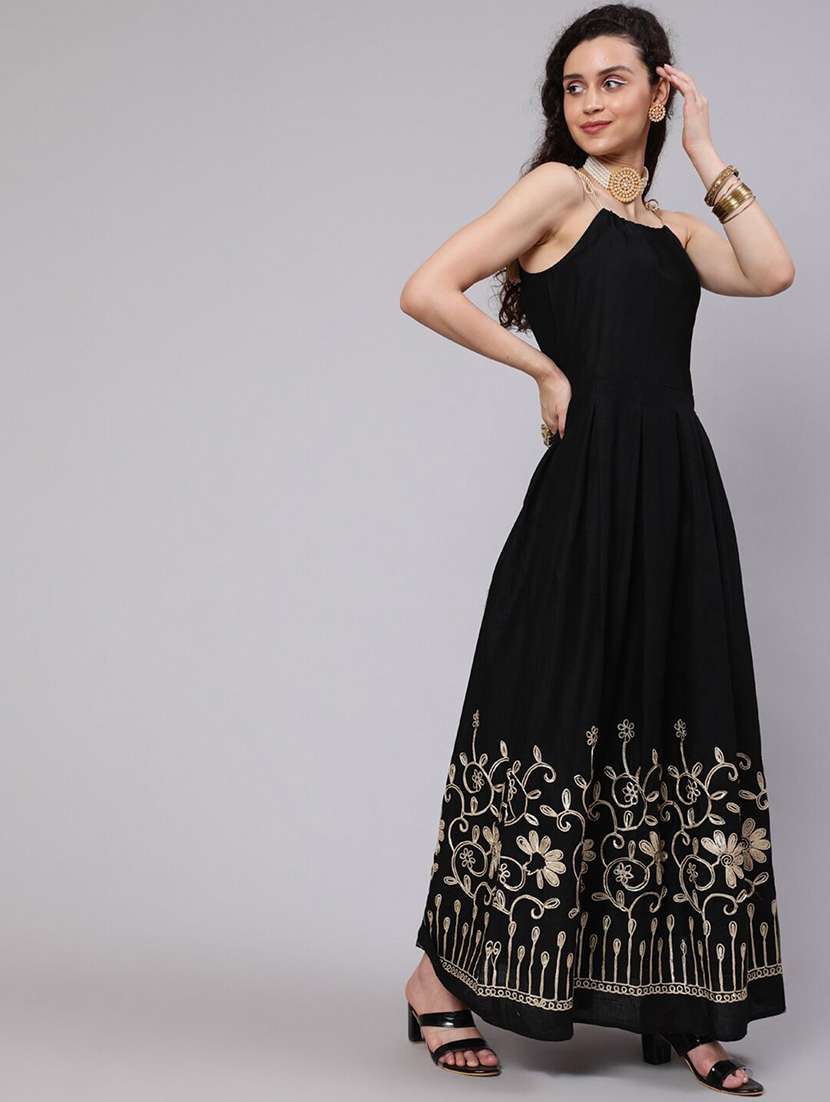Women Embroidered Halter Neck Fit And Flare Dress - 22603698 -  Standard Image - 2