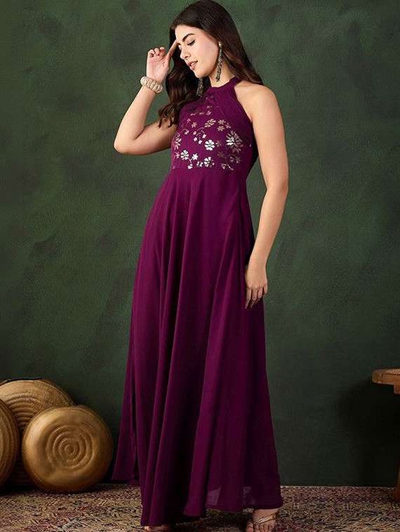 Women Printed Halter Neck Fit And Flare Dress - 22603723 -  Standard Image - 2