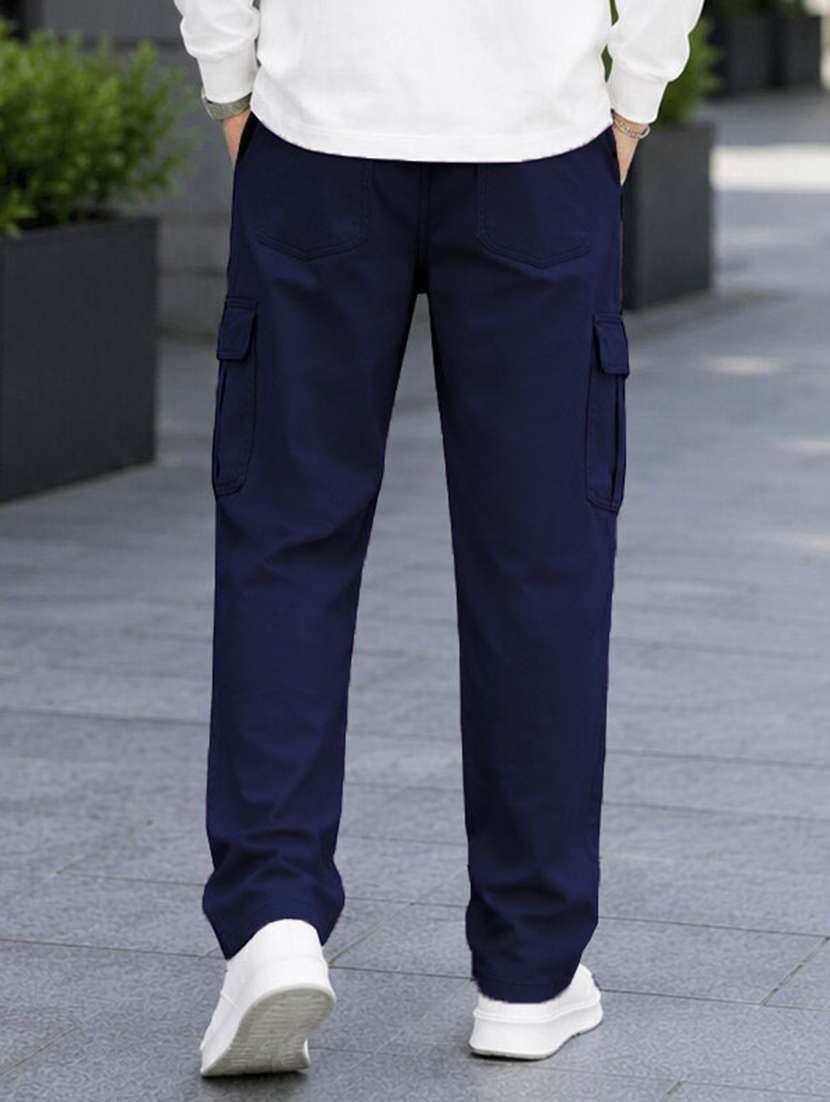 men solid mid rise relaxed fit cargo pant - 22603849 -  Standard Image - 2