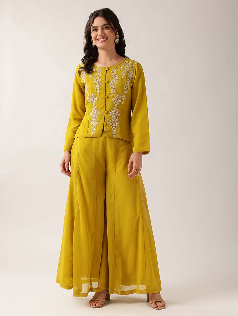 women embroidered long sleeves ethnic co-ord set - 22604052 -  Standard Image - 2