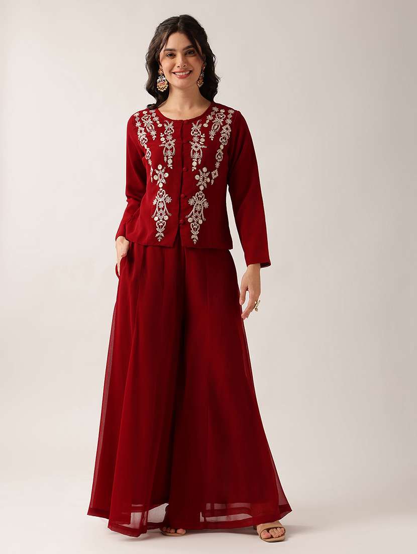 women embroidered long sleeves ethnic co-ord set - 22604053 -  Standard Image - 2