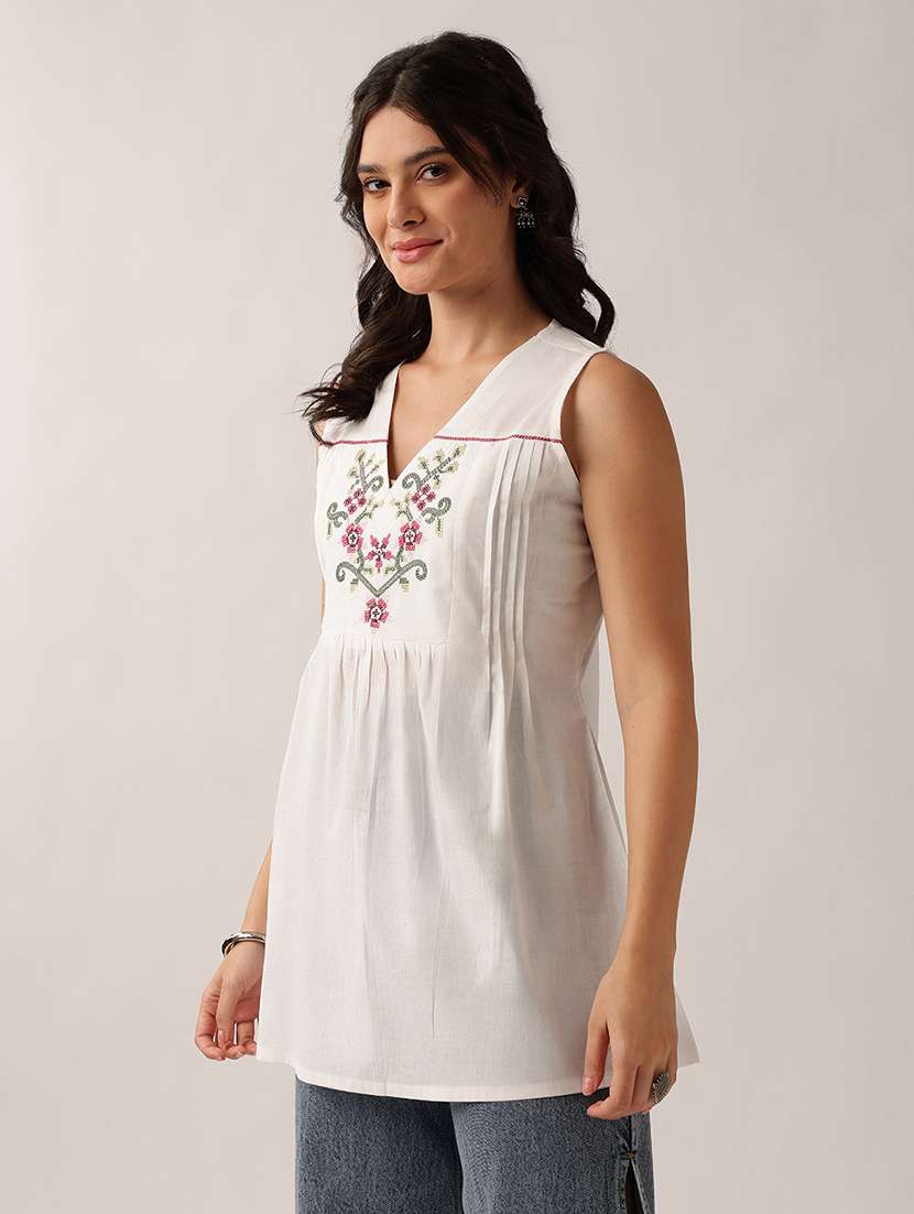 women embroidered sleeveless a-line tunic - 22604075 -  Standard Image - 2