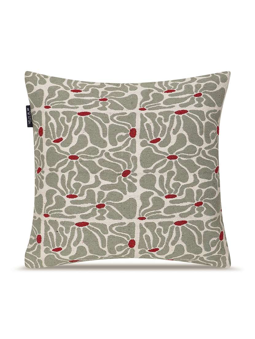 Floral Embroidered Cotton Cushion Cover With Zip Closure - 22604105 -  Standard Image - 2