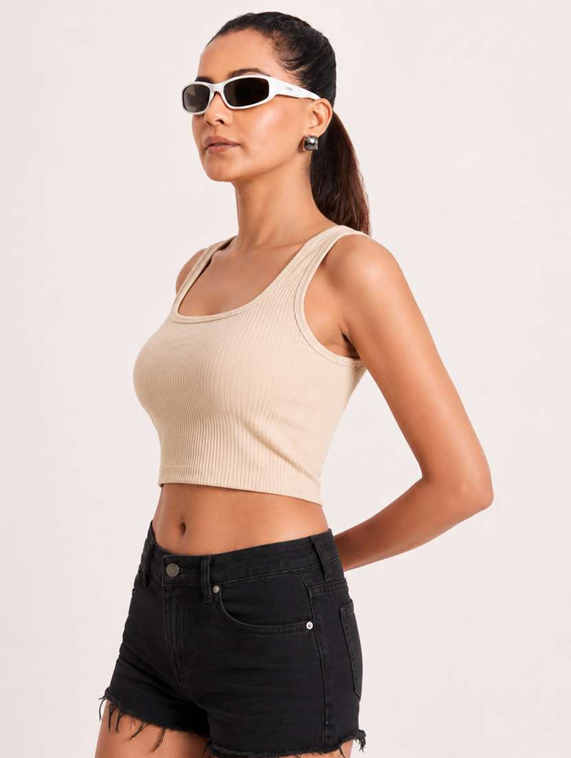 women self design sleeveless tank top - 22604242 -  Standard Image - 2