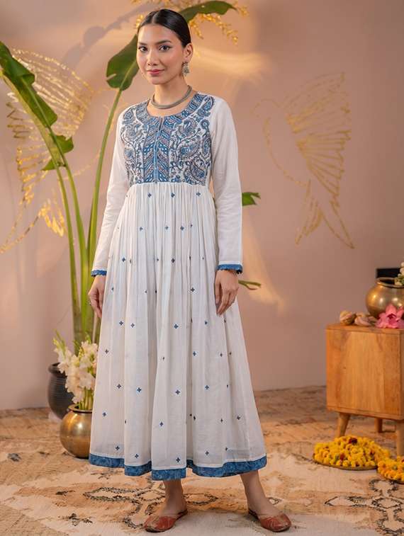 Women Embroidered Long Sleeves Anarkali Dress - 22604282 -  Standard Image - 2