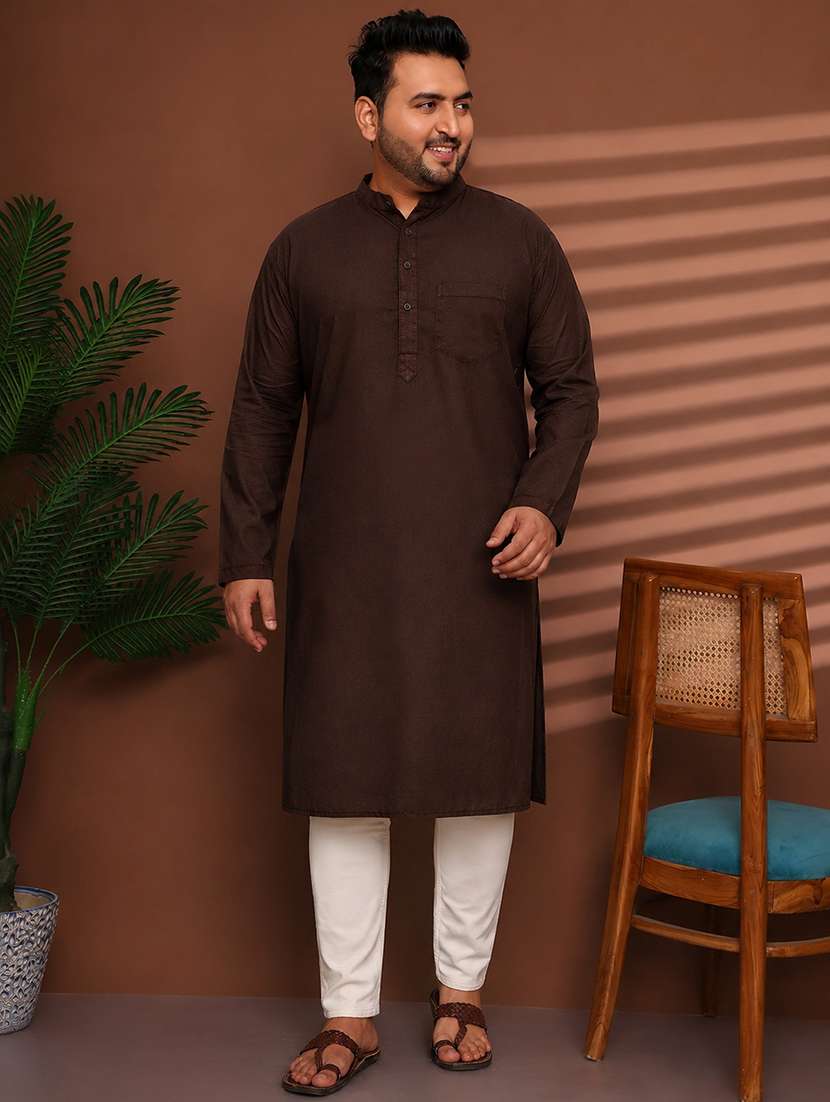 Men Self Design Mandarin Neck Long Kurta - 22604311 -  Standard Image - 2