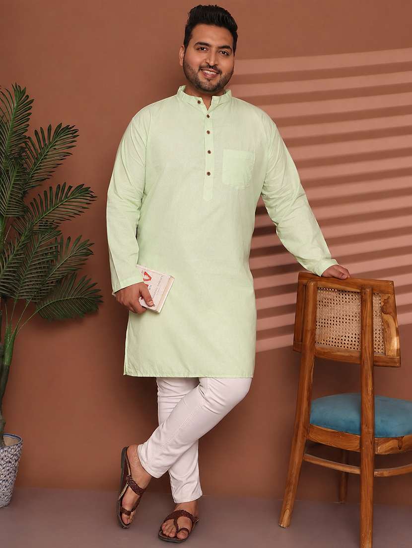 Men Solid Mandarin Neck Long Kurta - 22604313 -  Standard Image - 2
