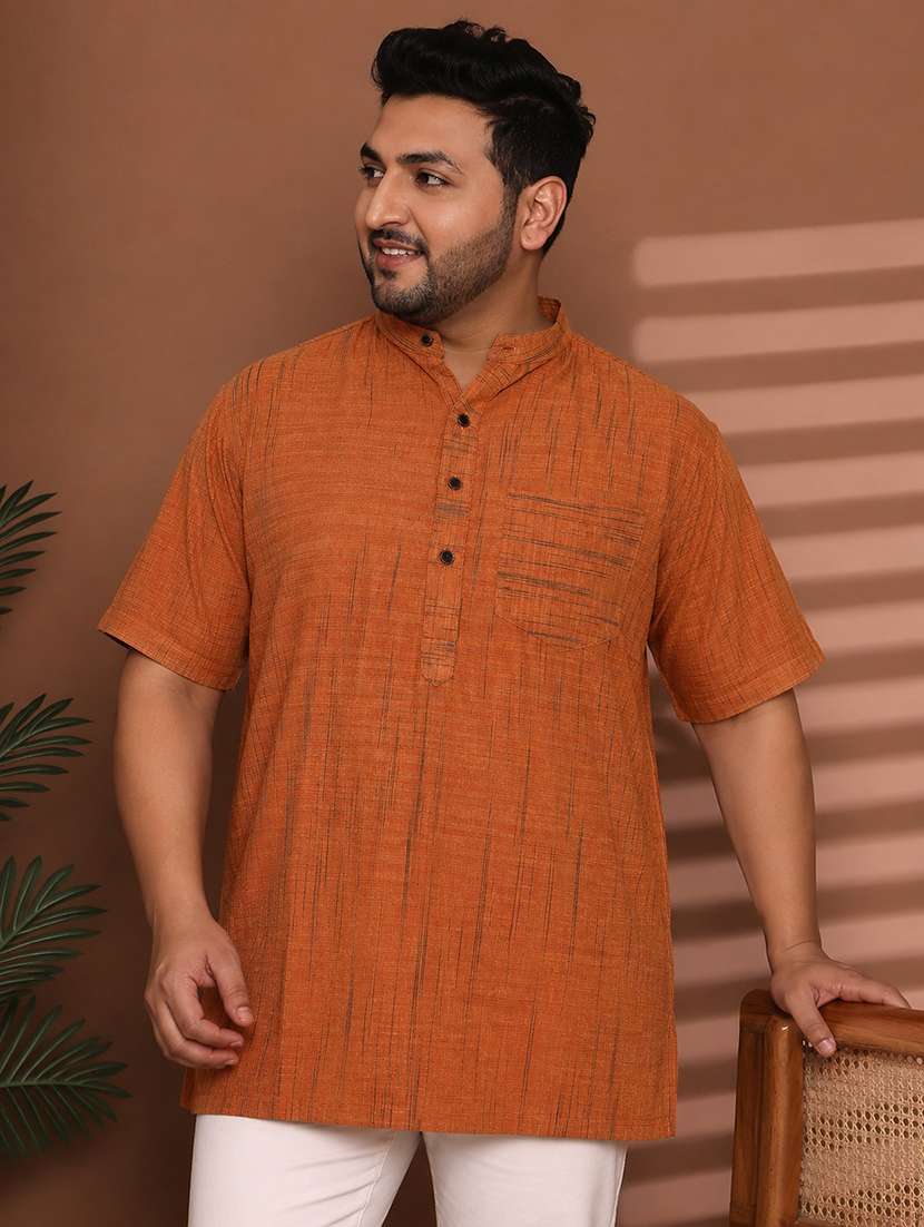 Men Self Design Mandarin Neck Short Kurta - 22604316 -  Standard Image - 2